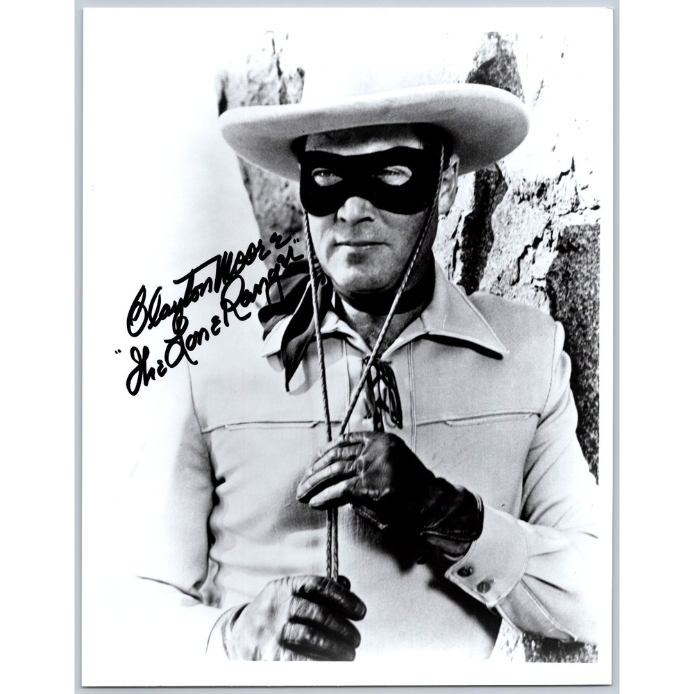 Clayton Moore The Lone Ranger Autographed Photo Vintage Western Actor 8x10